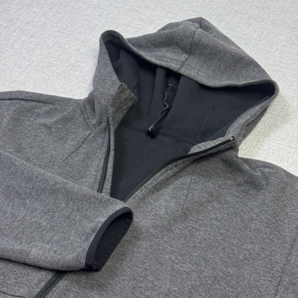 REI Co-op Full Zip Fleece Hoodie Sweatshirt Mens Large Gray Hiking Pockets